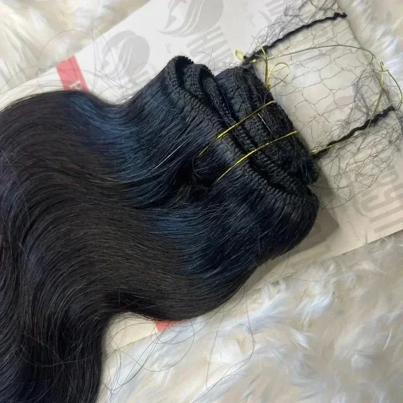 26 Inch Body Wave Black & Red Human hair Clip in Extensions - Picture 3 of 5